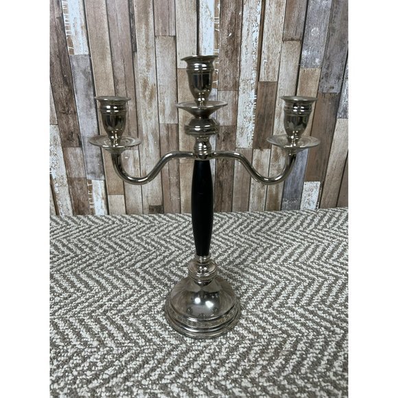 Virginia Metal-crafters Silver Chrome 3 Candle Candlestick Holder - Picture 2 of 5
